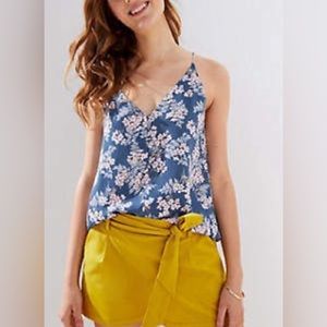 NWT Ann Taylor LOFT Floral Button Strappy Cami Blue Pink